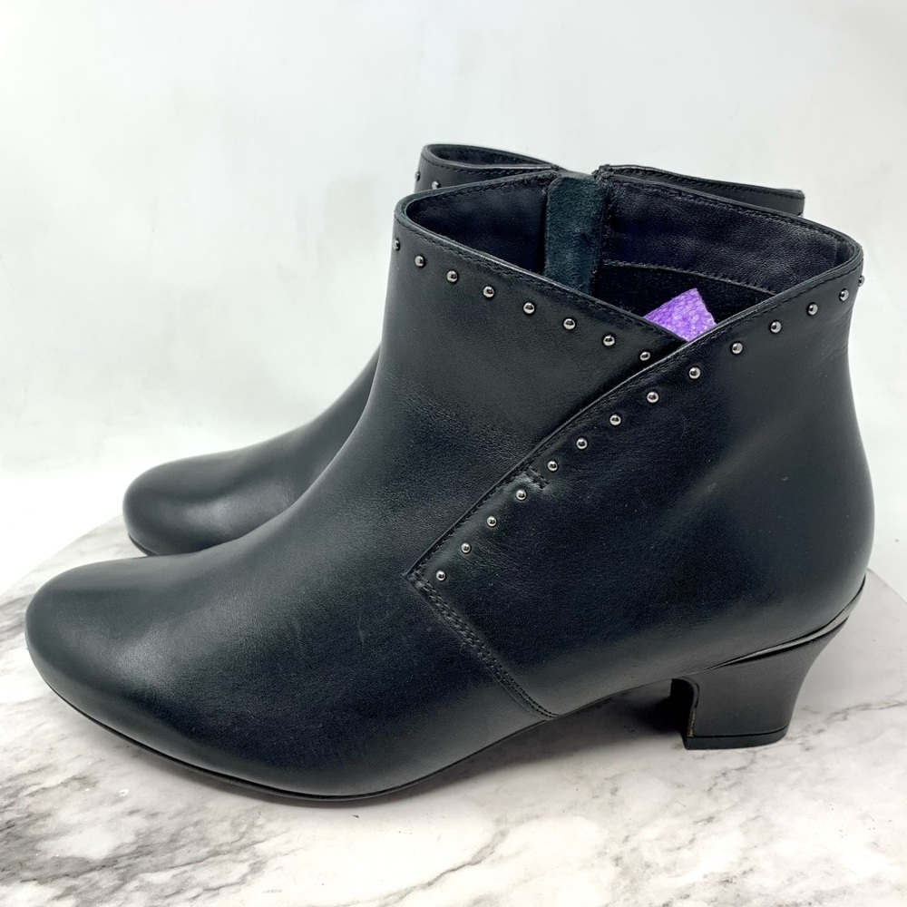 Hotter Dallas Micro Studs Leather Heeled Comfort Boots 10 Neutral Edgy Classic - Picture 3 of 16